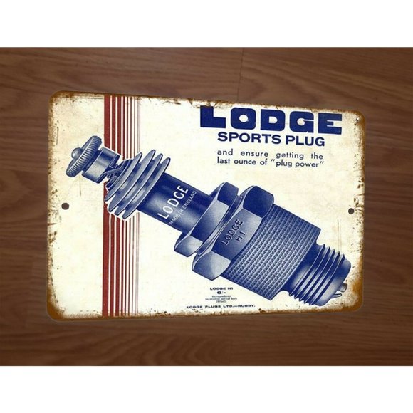 Lodge Sports Plug Spark Plugs Ad 8x12 Metal Wall Sign - Picture 1 of 1